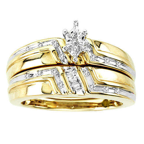 **OVERSTOCK SALE [R23596]** BRIDAL TWINSET [0.250ct] DIAMOND RINGS [6.748g] YELLOW GOLD - BUY SAFE