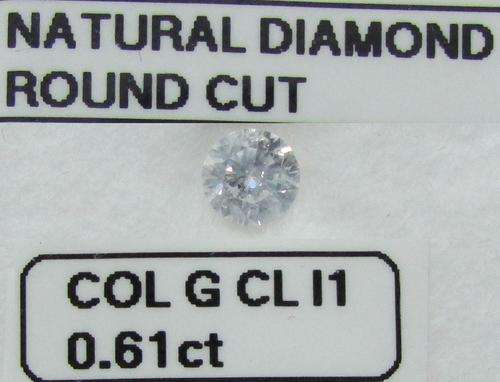 **NATURAL DIAMOND** BARGAIN DEAL [0.610ct] ROUND CUT [COLOUR G] DIAMOND STARTING AT R1 - BUY SAFE