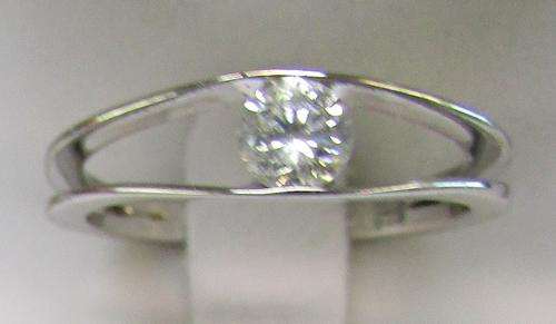 **SPLIT SHANK [R26542]** TENSION SET DESIGN ROUND CUT DIAMOND [0.354ct] RING [WHITE GOLD] - BUY SAFE