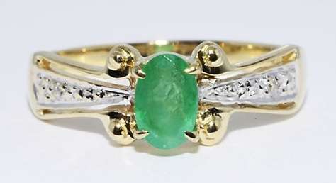 **SPECTACULAR [R25956]** EMERALD [0.500ct] AND DIAMOND RING [14KT YELLOW  GOLD] - BUY SAFE