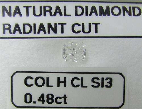 **NATURAL DIAMOND** BARGAIN DEAL [0.480ct] RADIANT CUT [COLOUR H] DIAMOND STARTING AT R1 - BUY SAFE