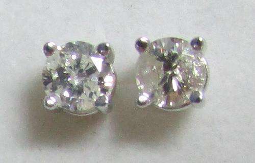 **GORGEOUS [R26287]** SPARKLING [0.400ct] DIAMOND STUD EARRINGS [WHITE GOLD] - BUY SAFE