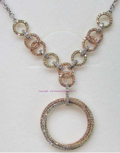 **GLITTERING [R65698]** DESIGNER DIAMOND NECKLACE [ 2.030CT ] ROUND CUT [TRI COLOUR GOLD] - BUY SAFE