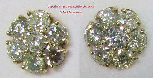 **SPECTACULAR [R65956]** FLOWER DESIGN [2.500ct] DIAMOND EARRINGS [18KT YELLOW GOLD] - BUY SAFE