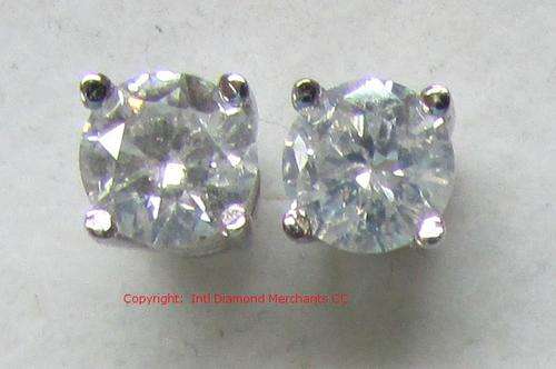 **ATTRACTIVE [R28563]** GLITTERING [0.600ct] DIAMOND STUD EARRINGS [WHITE GOLD] - BUY SAFE