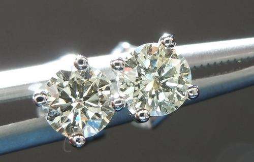 **CERTIFIED SET [R40542]** SPARKLING [0.824ct] ROUND CUT DIAMOND EARRINGS [WHITE GOLD] - BUY SAFE