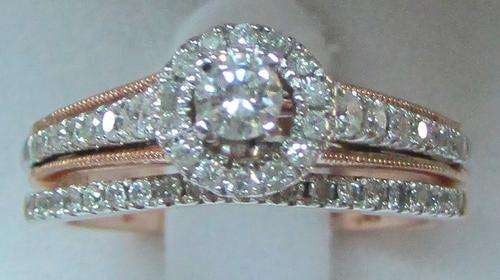**SUPER HOT DEAL [R40169]** TWINSET [1.00ct] DIAMOND HALO RINGS [ROSE GOLD] - BUY SAFE