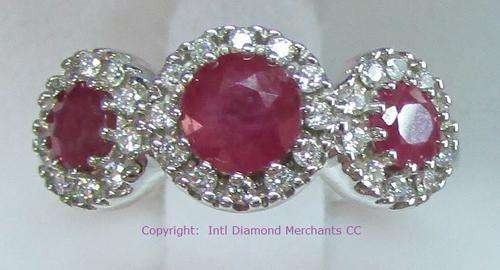 **SPECTACULAR [R39956]** TRILOGY NATURAL RUBY [1.030ct] AND DIAMOND RING [WHITE GOLD] - BUY SAFE