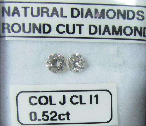 **NATURAL DIAMONDS** SPARKLING PAIR [0.520ct] ROUND CUT [COLOUR J] DIAMOND STARTING AT R1 - BUY SAFE