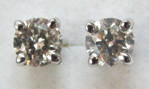 **GORGEOUS [R26287]** SPARKLING [0.460ct] DIAMOND STUD EARRINGS [WHITE GOLD] - BUY SAFE