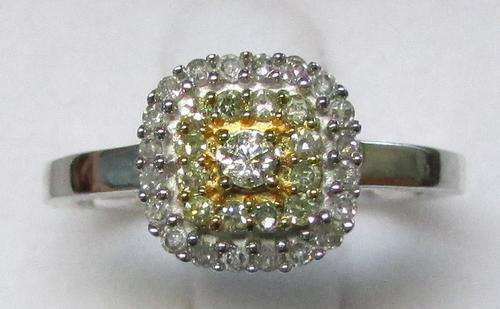 **FANCY YELLOW COLLECTION [R31254]** 2 TONE DIAMOND [0.374ct] RING [WHITE / YELLOW GOLD] - BUY SAFE