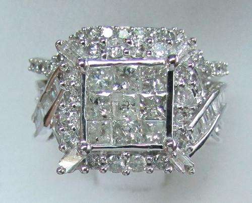 **EYE CATCHING [R67854]** INVISIBLE DESIGN [2.050ct] DIAMOND RING + BAND [WHITE GOLD] - BUY SAFE
