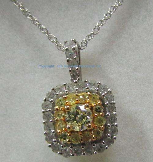 **FANCY YELLOW COLLECTION [R34650]** 2 TONE DIAMOND [0.500ct] PENDANT + CHAIN [WHITE GOLD] -BUY SAFE