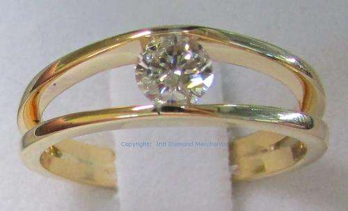 **SPLIT SHANK [R26542]** TENSION SET DESIGN ROUND CUT DIAMOND [0.365ct] RING [YELLOW GOLD] -BUY SAFE