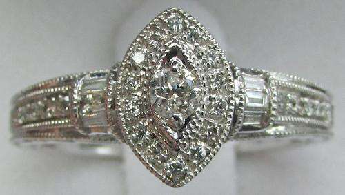**UNBEATABLE VALUE [R26412]** MARQUISE DESIGN [0.400ct] DIAMOND RING [3.738g] WHITE GOLD - BUY SAFE