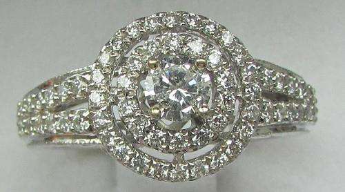 **DOUBLE HALO [R48439]** HIGH QUALITY [1.030ct] DIAMOND RING [4.596g] WHITE GOLD - BUY SAFE