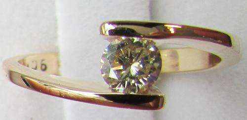 **FINEST QUALITY [R27839]** DESIGNER TWIST ROUND CUT DIAMOND [0.340ct] RING [YELLOW GOLD] - BUY SAFE