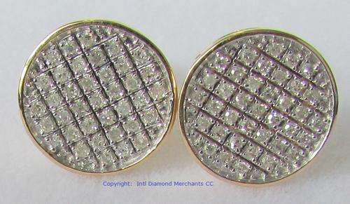 **DIAMOND CLUSTER [R28673]** MICRO PAVE SET [0.328ct] ROUND DIAMOND EARRINGS [YELLOW GOLD] -BUY SAFE