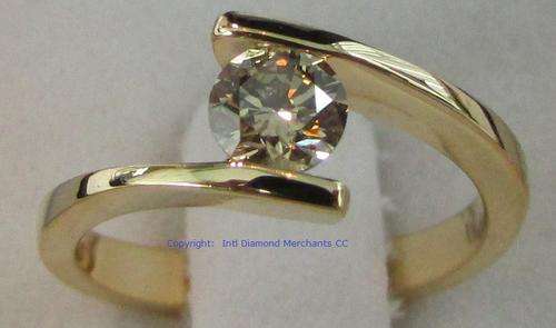 **FINEST QUALITY [R28138]** TENSION [SI1] ROUND CUT DIAMOND [0.415ct] RING [YELLOW GOLD] - BUY SAFE