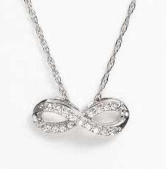 **INFINITY DESIGN [R28257]** DIAMOND PENDANT + CHAIN! [0.250ct] ROUND CUT [WHITE GOLD] - BUY SAFE