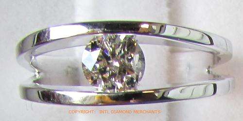 **SPLIT SHANK [R36542]** TENSION SET DESIGN ROUND CUT DIAMOND [0.430ct] RING [WHITE GOLD] - BUY SAFE