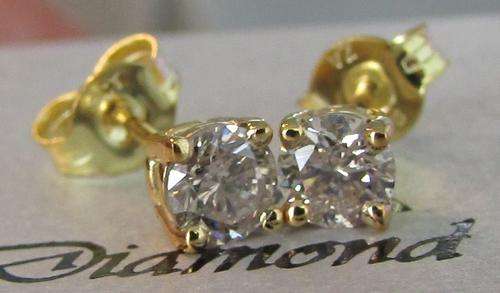 **1/2 DEAL [R32865]** GLITTERING [0.507ct] DIAMOND STUD EARRINGS [YELLOW GOLD] - BUY SAFE
