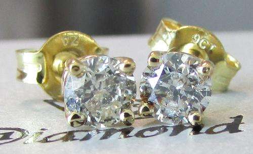 **1 LUCKY BIDDER [R28364]** ULTRA SPARKLING [0.582ct] DIAMOND EARRINGS [YELLOW GOLD] - BUY SAFE
