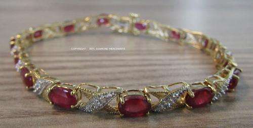 **ONCE-OFF DEAL [R42378]** RUBY / DIAMOND [6.960cts] BRACELET ROUND CUT [YELLOW GOLD] - BUY SAFE