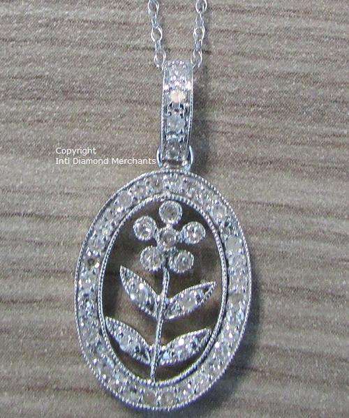 **DESIGNER PENDANT [R34856]** DIAMOND PENDANT + CHAIN [0.500ct] ROUND CUT [WHITE GOLD] - BUY SAFE