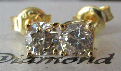 **1 LUCKY BIDDER [R28364]** ULTRA SPARKLING [0.601ct] DIAMOND EARRINGS [YELLOW GOLD] - BUY SAFE