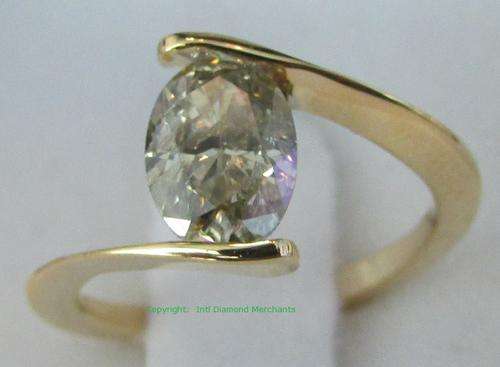 **BIG DIAMOND [R53412]** OVAL CUT DIAMOND [1.020ct] TENSION SET RING [YELLOW GOLD] - BUY SAFE