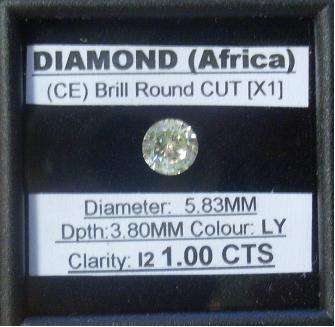 **HUGE** [1.00ct] BRILL. [LY / I2] ROUND CUT DIAMOND - R1 NO RESERVE**