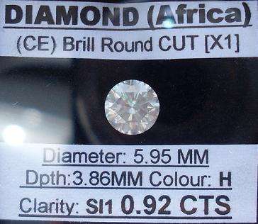 **HUGE** STUNNING [0.92ct] EYE CLEAN [H / SI1] ROUND CUT DIAMOND - R1 NO RESERVE**