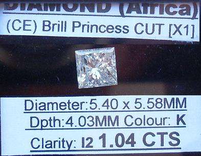 **HIGH QUALITY** [1.04ct] GORGEOUS [K / I2] PRINCESS CUT DIAMOND - R1 NO RESERVE**