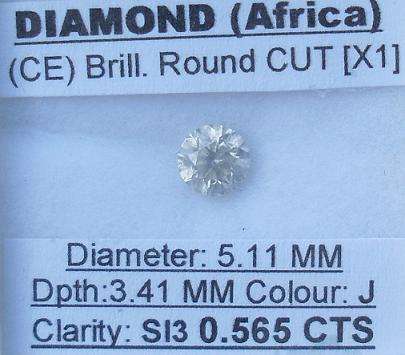**SPARKLY** STUNNING [0.565CT] EYE CLEAN [SI3] ROUND CUT DIAMOND - BUY SAFE**