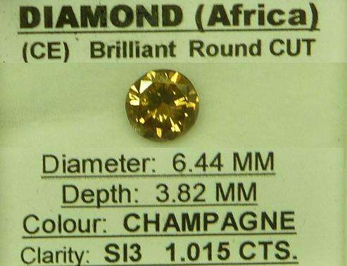 **STUNNING** EYE CLEAN  [1.015ct] CHAMPAGNE [ SI3 ] ROUND CUT DIAMOND - [BUY SAFE]