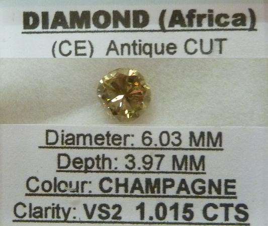 **STUNNING** EYE CLEAN  [1.015ct] CHAMPAGNE [ VS2 ] ANTIQUE CUT DIAMOND - [BUY SAFE]