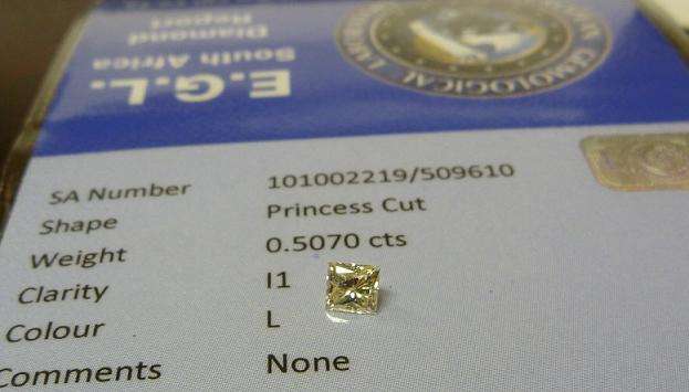 **EGL CERTIFIED** [0.5070ct] NATURAL [ L / I1 ] PRINCESS CUT DIAMOND - BIG DISCOUNT [BUY SAFE]