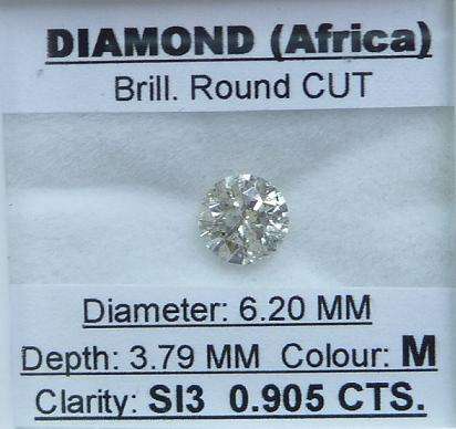 **AMAZING** NATURAL  [0.905ct] ROUND CUT [SI3] DIAMOND -  [BUY SAFE]