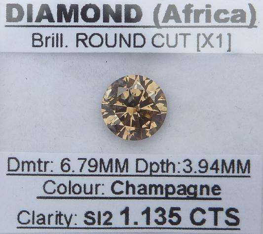 **WOW!** [1.135ct] NATURAL ROUND CUT [SI2] DIAMOND @ R1 NO RESERVE - BUY SAFE