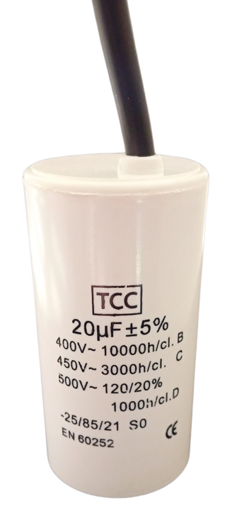 Motor Run Capacitor 20uF/450V with cable