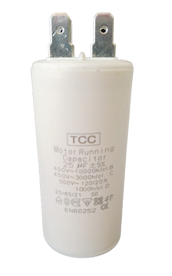 Motor Run Capacitor 25uF/450V with pins (35x70mm)