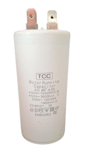 Pool Motor Pump Capacitor 40uF/450V with pins (40x80mm)