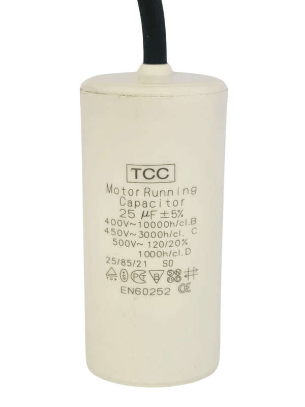 Pool Pump Capacitor 25uF with Cable (35x77mm excluding cable)