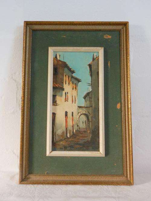 OIL PAINTING OF EUROPEAN STREET SCENE