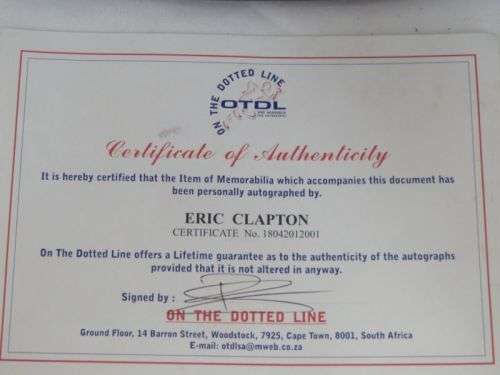 Eric Clapton Autographed Guitar