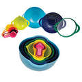 8-piece Set  Multi-Colored Food Preparation Nesting Mixing Bowl with Measuring Cups, Colander and Si