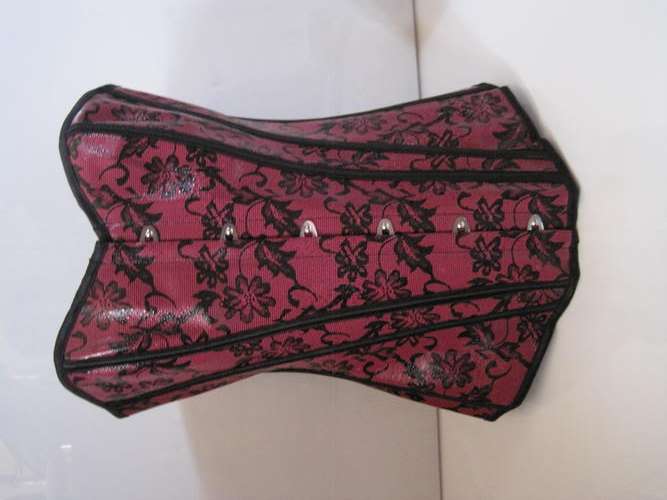 ROSEPINK & BLACK LEATHER CORSET (S,M,L,XL,XXL)