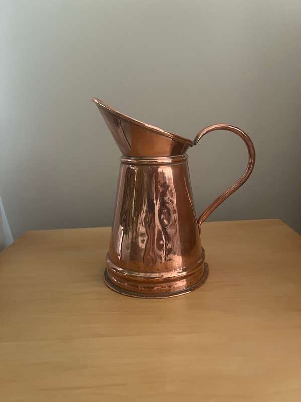 Vintage handmade copper medium pitcher in excellent condition