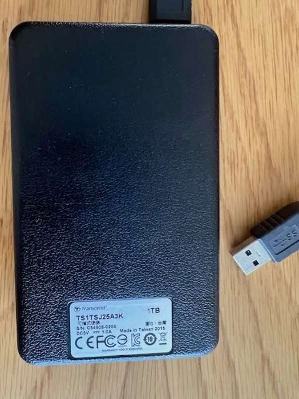 1TB Storejet Transcend portable external HDD.